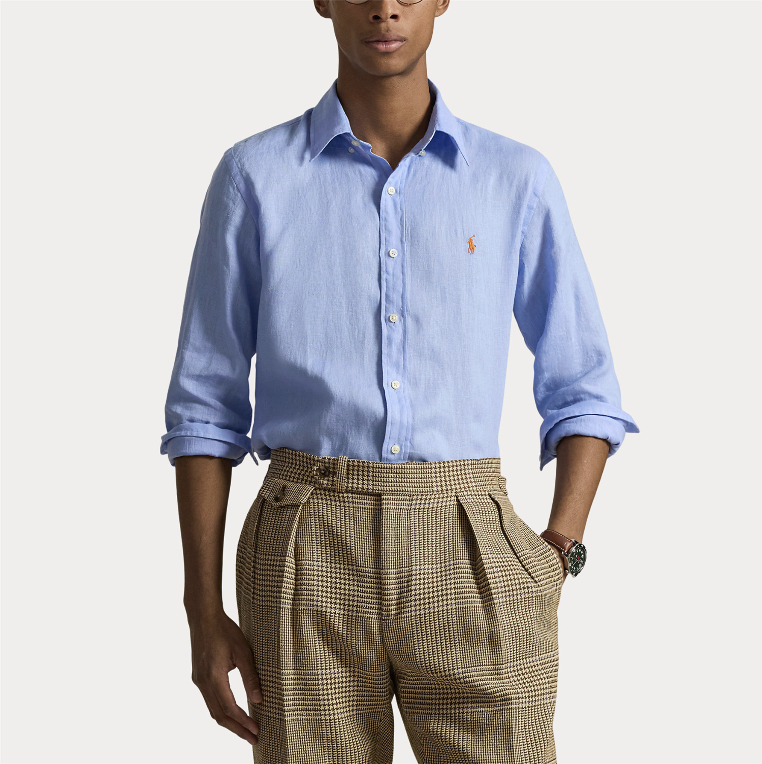 Skjorte - Custom Fit Linen Shirt Austin Blue