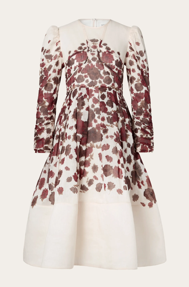 Kjole - Leoni Silk Blend Midi Dress Wine Peony
