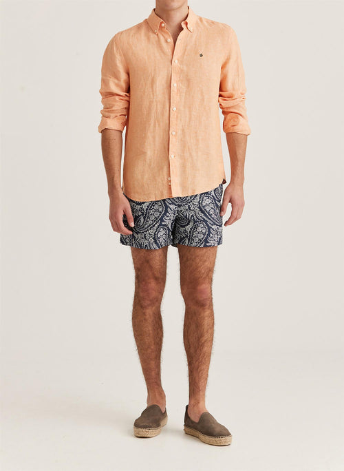 Skjorte - Douglas Linen Shirt Classic Fit Orange