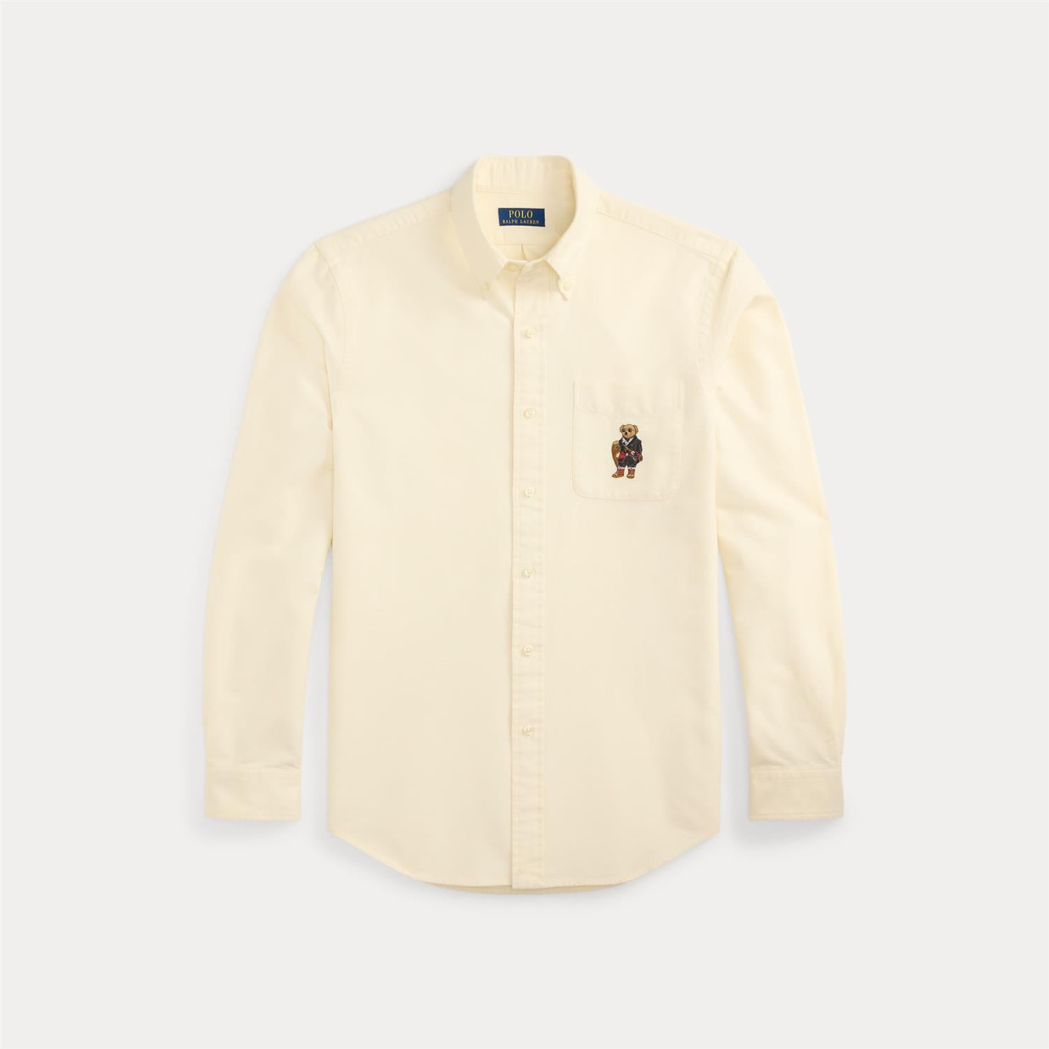 Skjorte - Custom Fit Polo Bear Oxford Shirt Herbal Milk