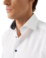 Skjorte - loral Effect Signature Twill Shirt White/Blue