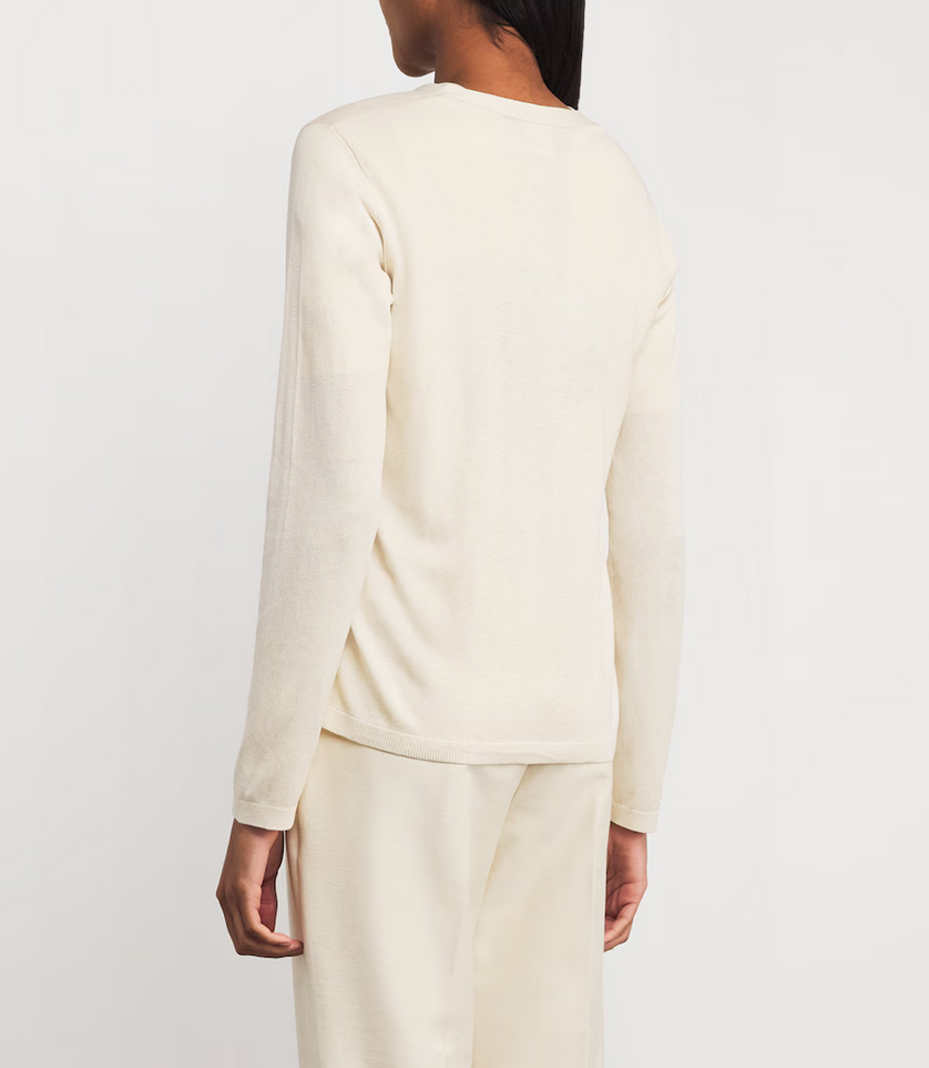 Cardigan - Efedra Silk Cotton Cardigan Ivory