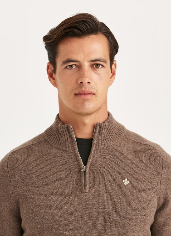 Genser - New Hertford Half Zip Brown