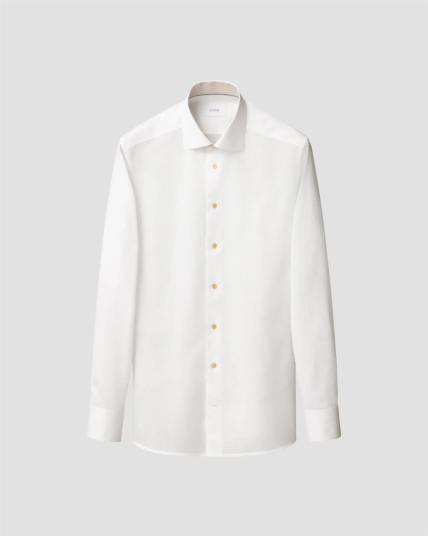 Skjorte - White Semi Solid Effect Shirt Slim Fit