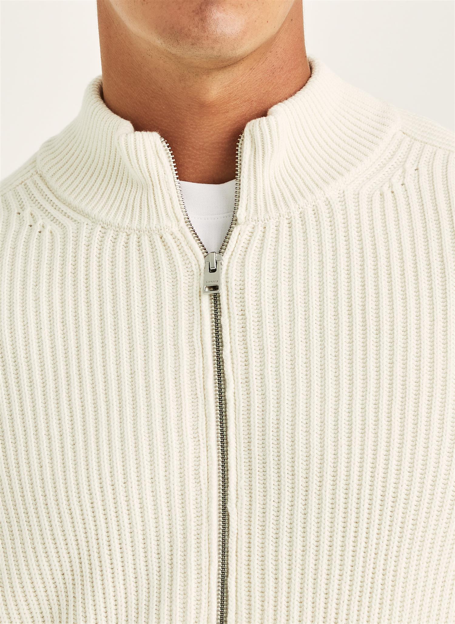 Cardigan - Brenton Zip Cardigan Off White