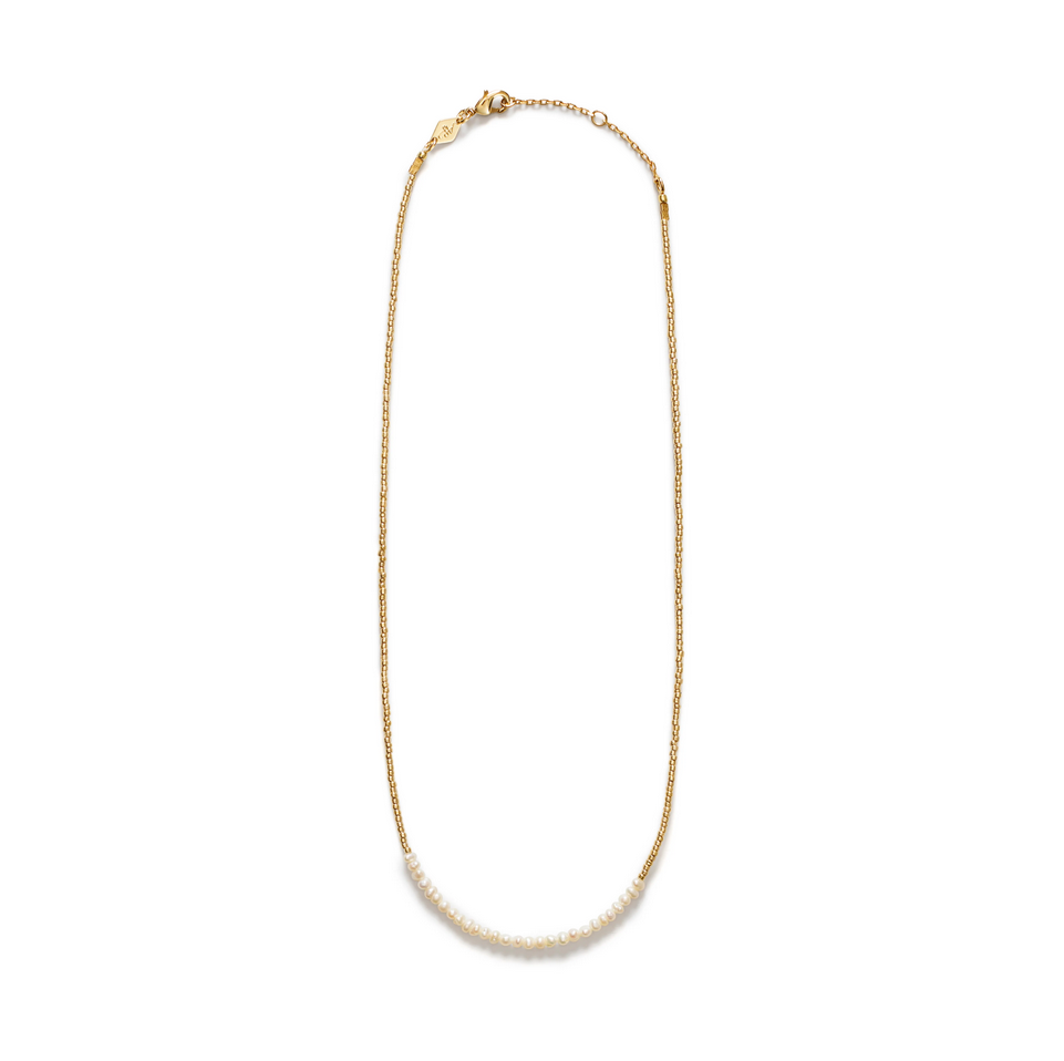 Halskjede - Slim Pearly Necklace Gold