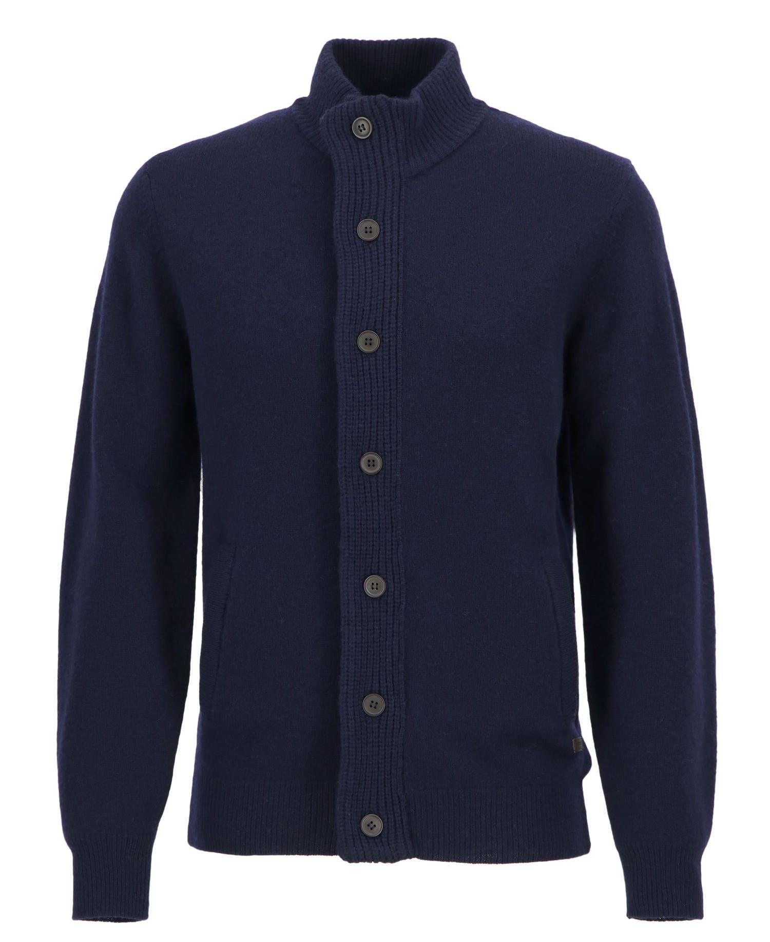 Genser - Essent Patch Zip Through Knitted Jumper Navy