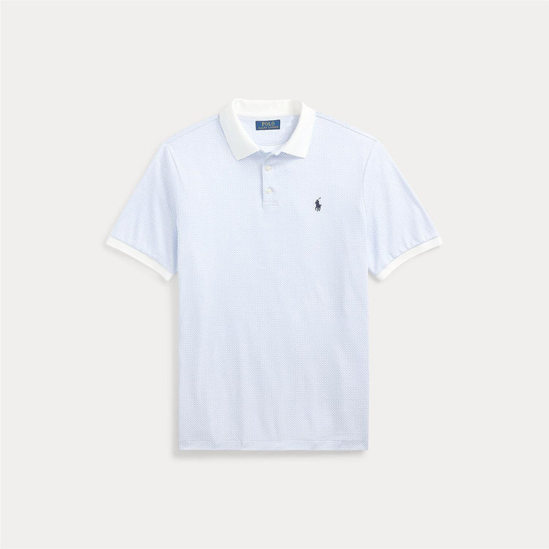 Pique - Custom Slim Print Soft Cotton Polo Shirt Crescent Toss White