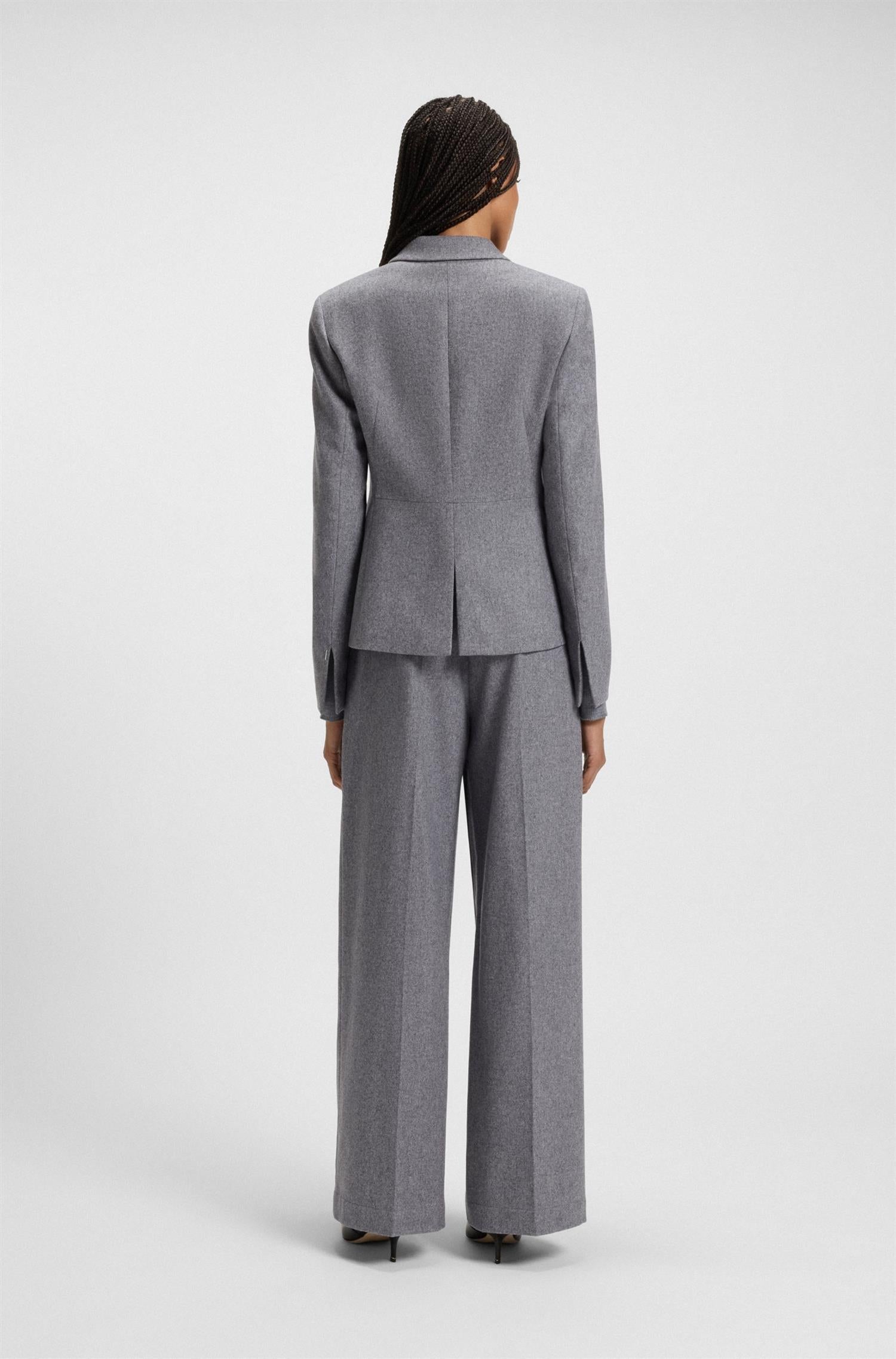 Blazer - Slim-fit blazer in soft flannel Grey