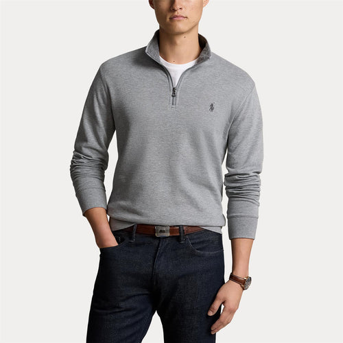 Genser - Luxury Jersey Quarter-Zip Pullover Steel Heather