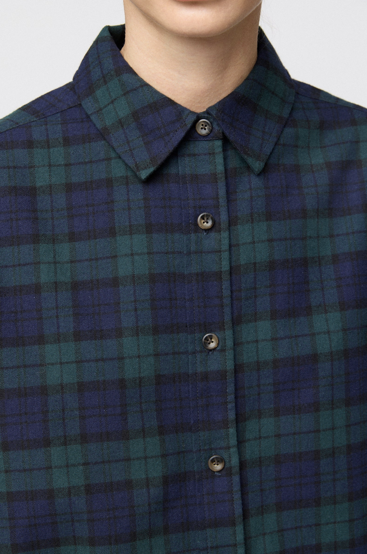 Skjorte - Flannel Workwear Shirt Green Navy Check