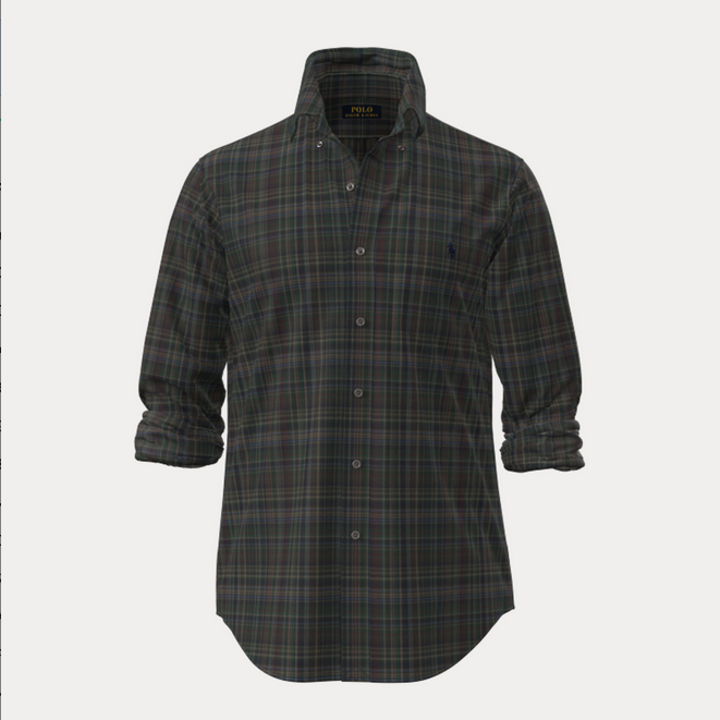 Skjorte - Custom Fit Plaid Brushed Flannel Shirt Pine Navy Multi