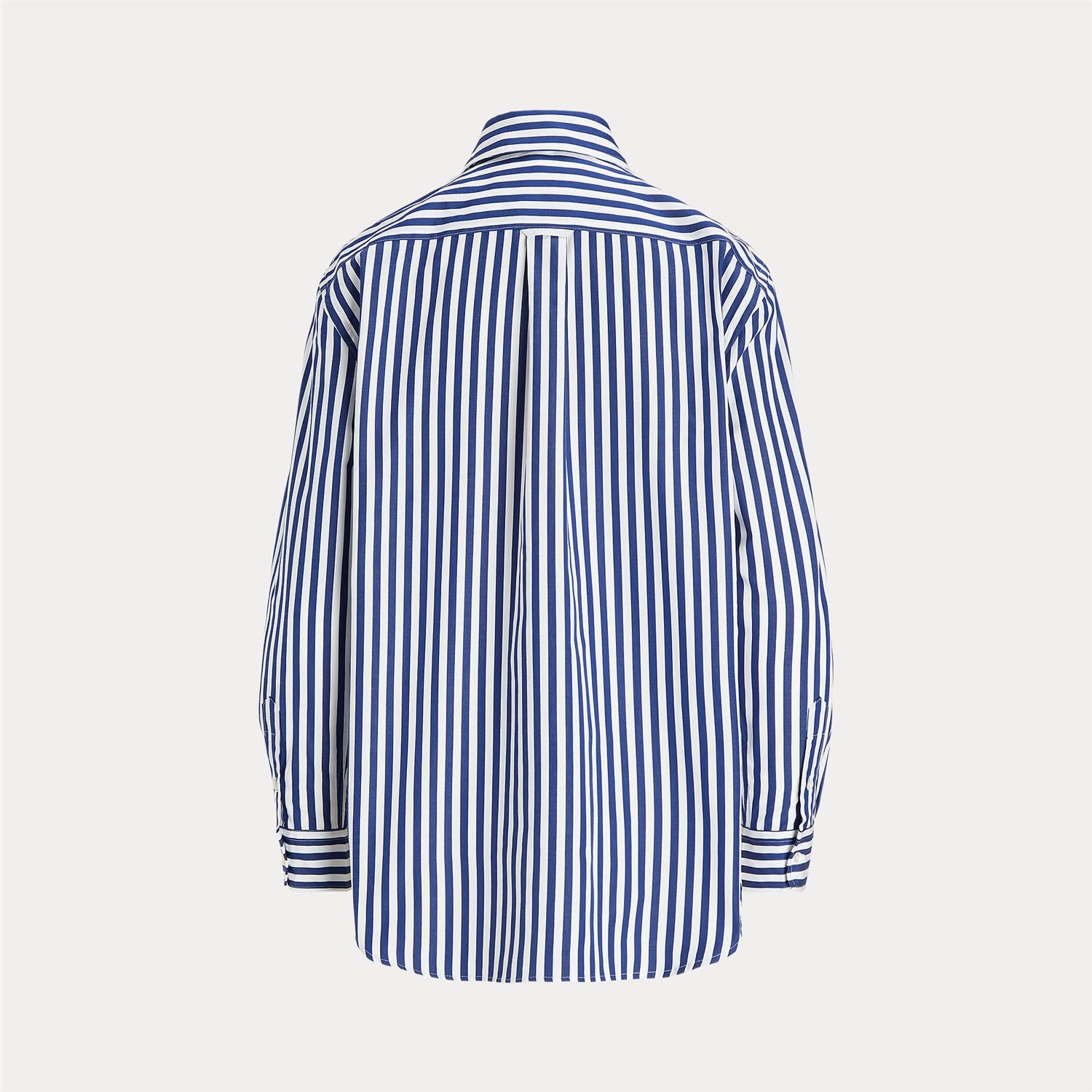 Skjorte - Oversize Fit Striped Cotton Shirt Fall Royal