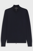 Genser - Zip Up Sweater In Merino Wool Dark Blue