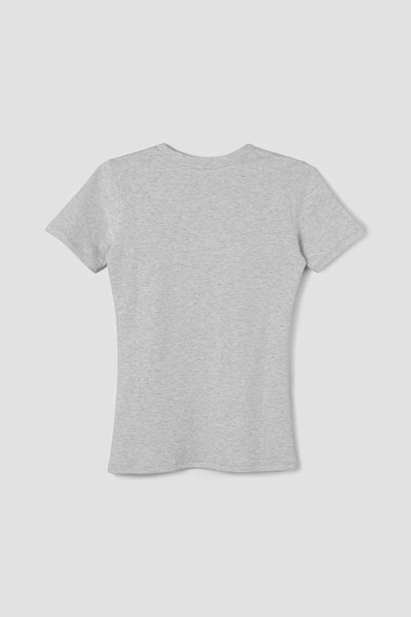 T skjorte - Roundneck Cotton Jersey Tee Grey Melange