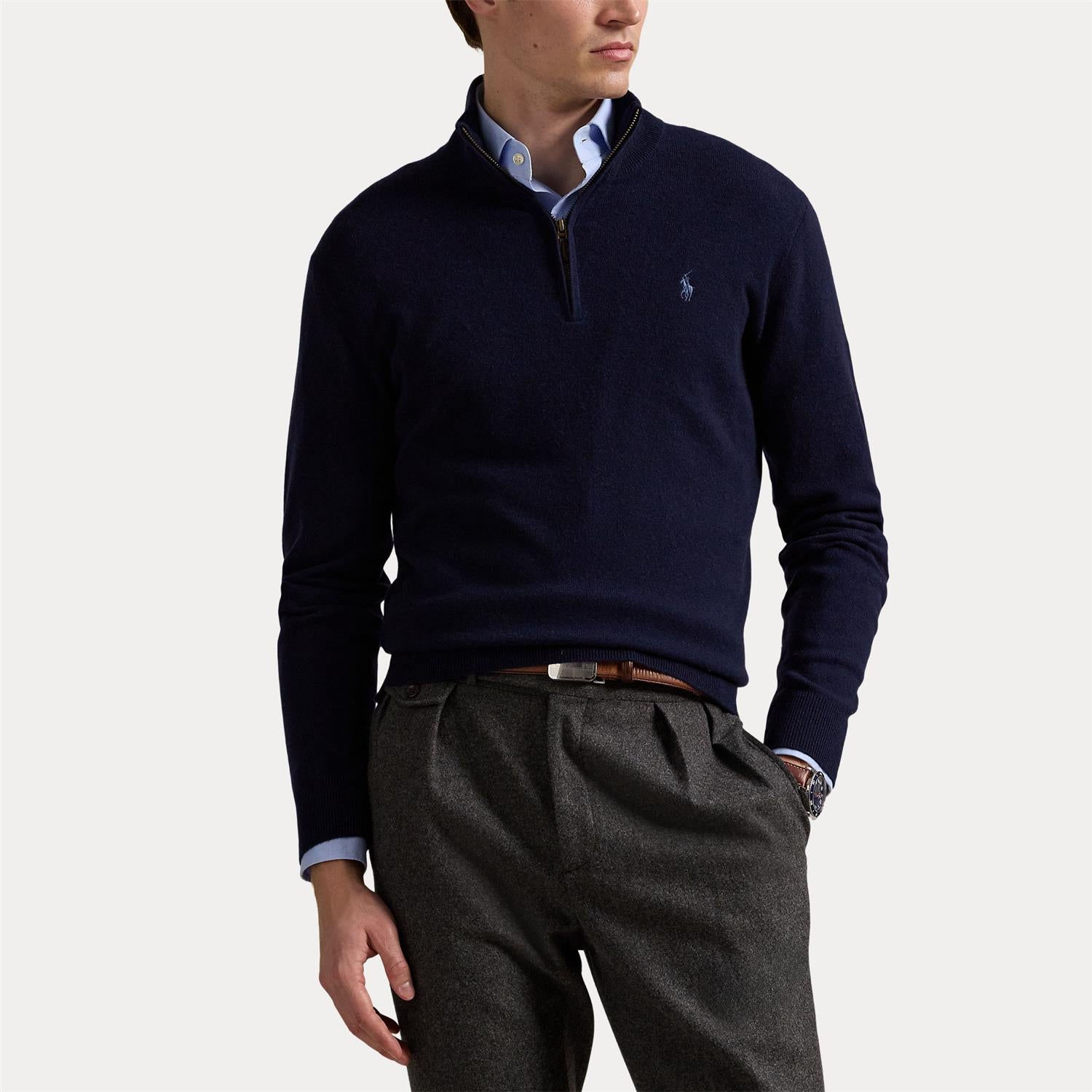 Genser - Wool Quarter-Zip Sweater Hunter Navy