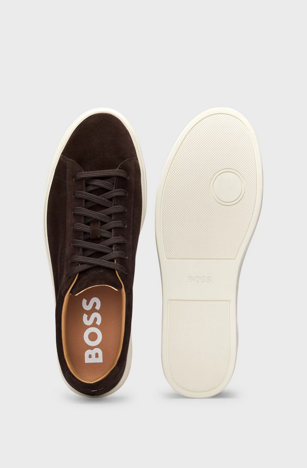 Sneakers - Kieran Suede Trainers With Rubber Outsole Dark Brown