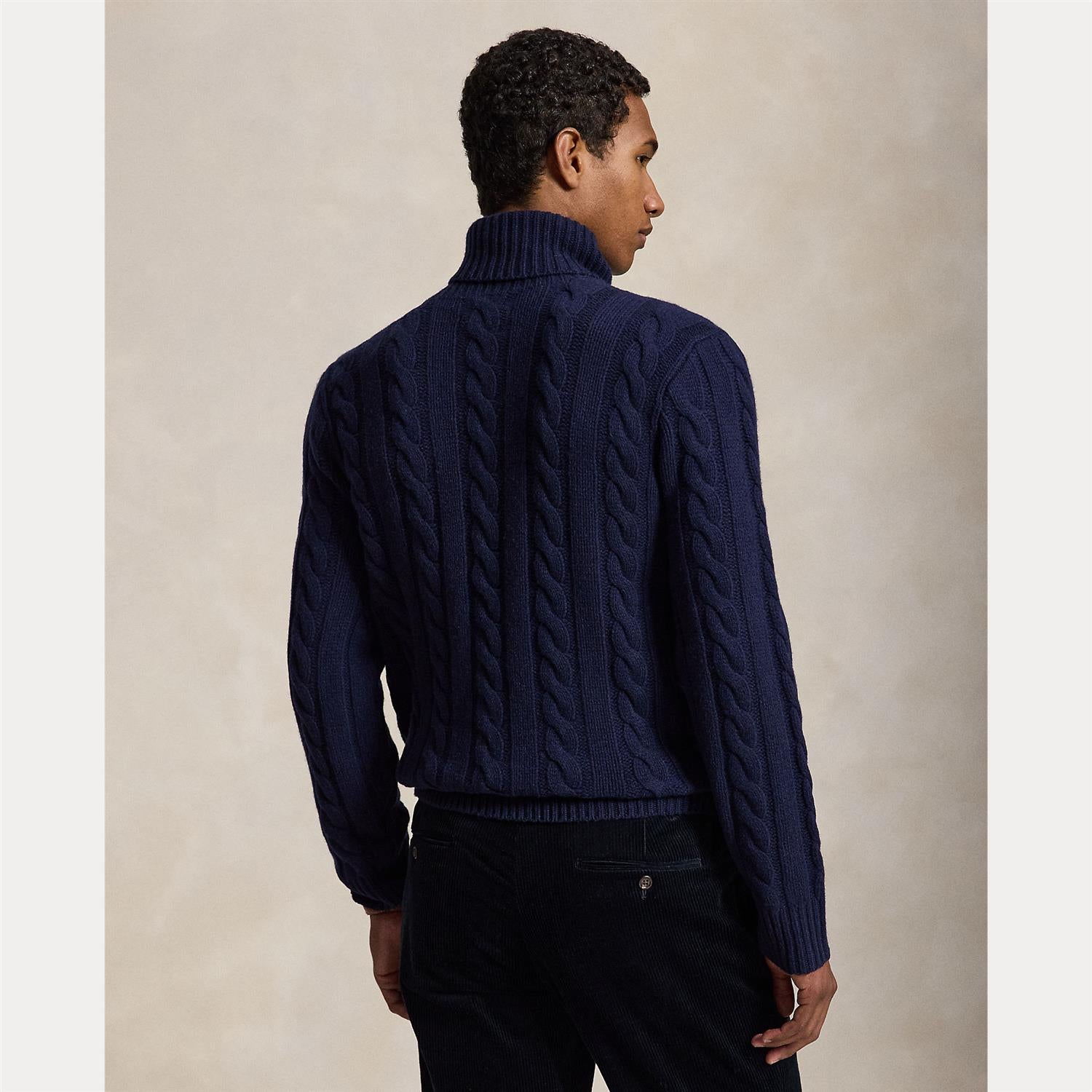 Genser - Cable Knit Wool Cashmere Sweater Hunter Navy
