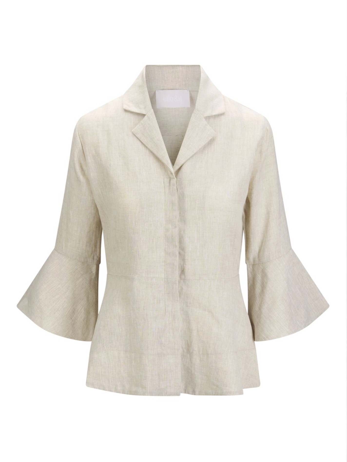 Bluse - Guro Linen Shirt Beige Melange