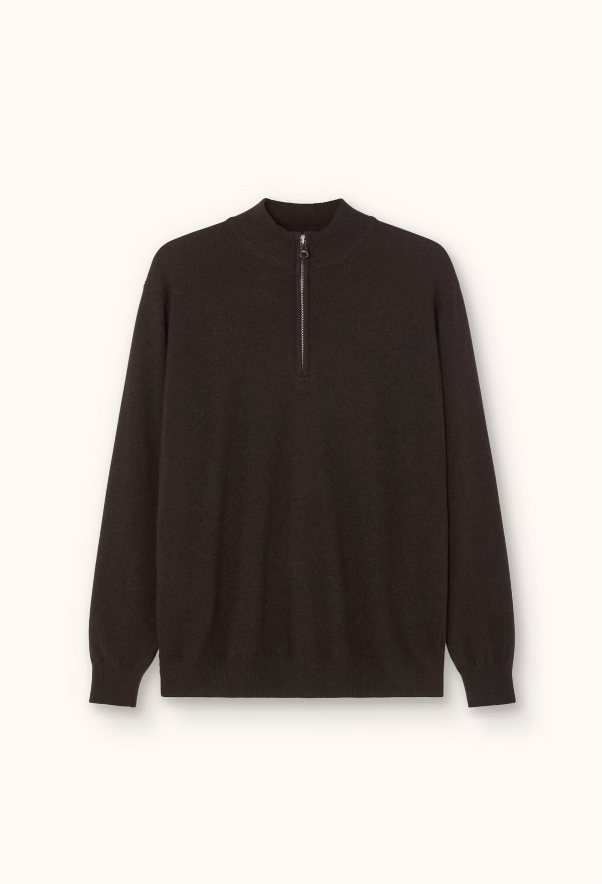Genser - Regular Fit Half Zip Genser I Ull-Kasjmir Brown Flannel