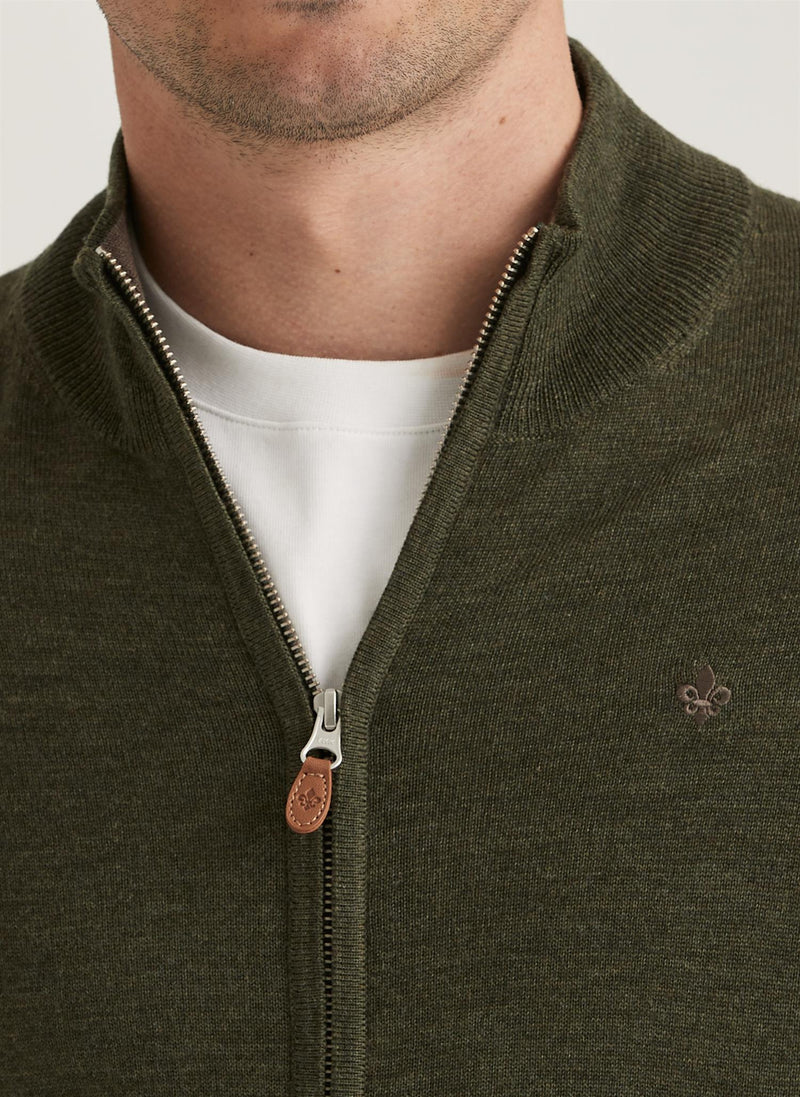 Cardigan - Merino Zip Cardigan Olive