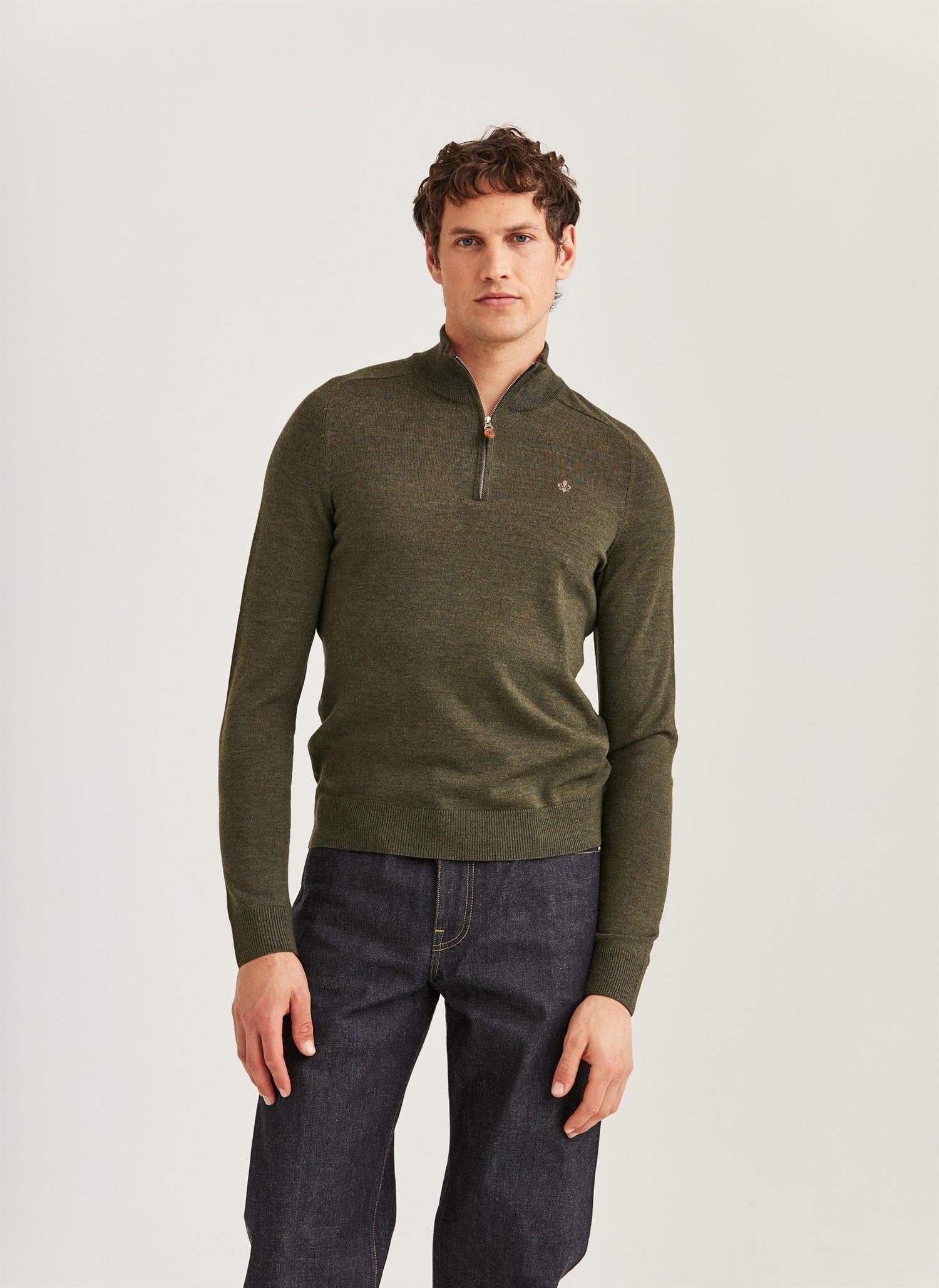 Genser - Merino John Zip Olive