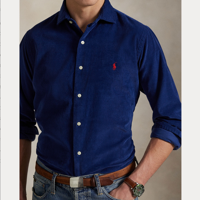 Skjorte - Custom Fit Corduroy Shirt Freshwater