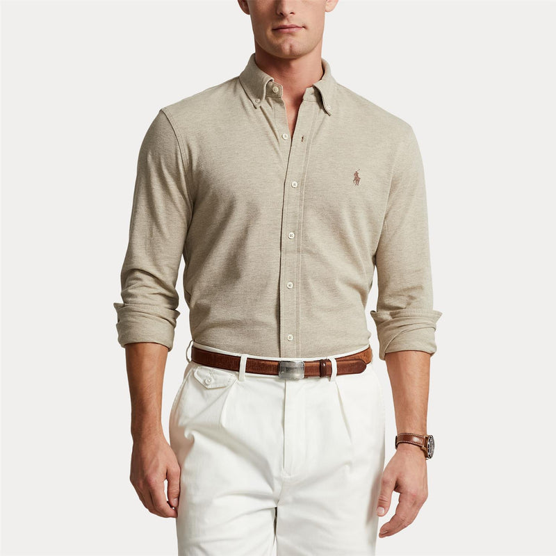 Skjorte - Featherweight Mesh Shirt Tuscan Beige Heather