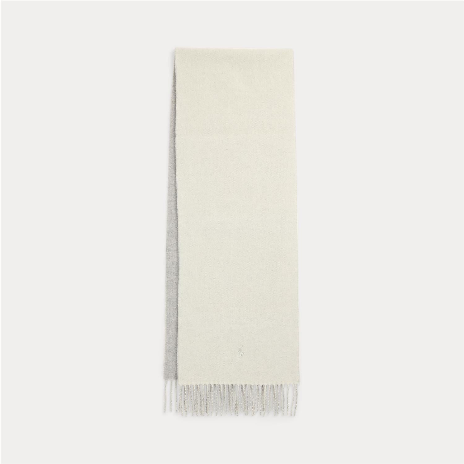 Skjerf - Fringe-Trim Wool Scarf Cream Light Vintage Heather