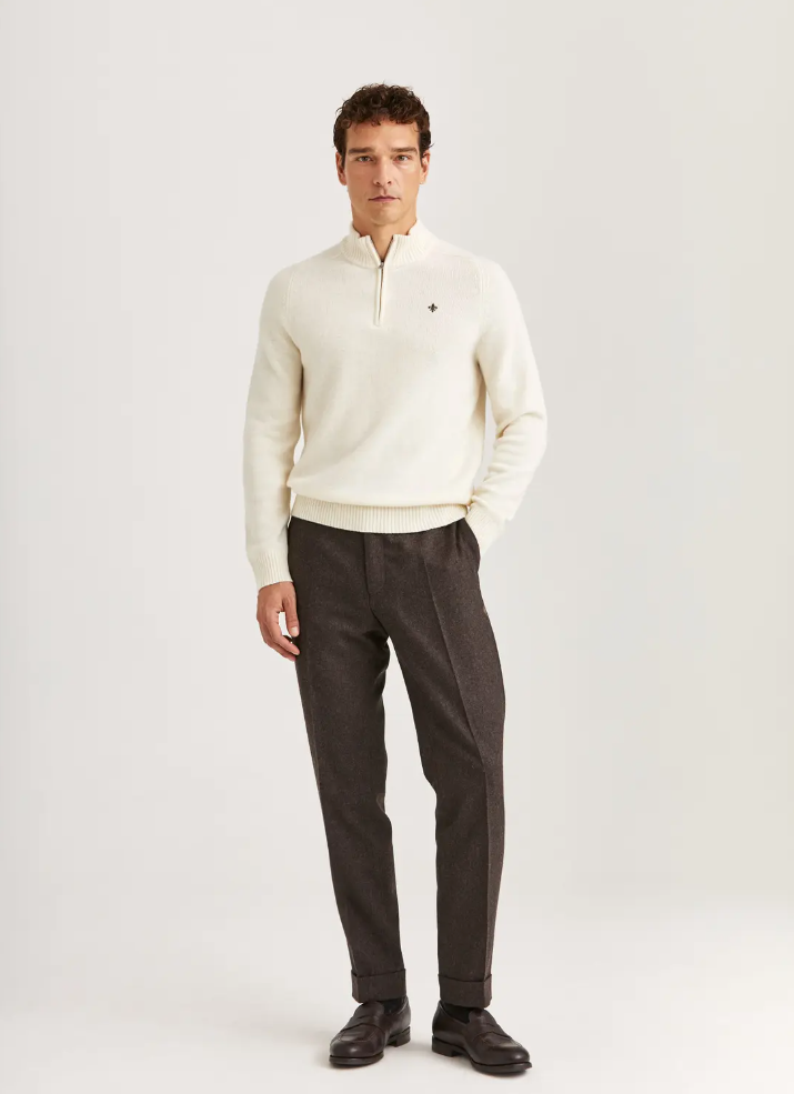 Genser - New Hertford Half Zip Off White