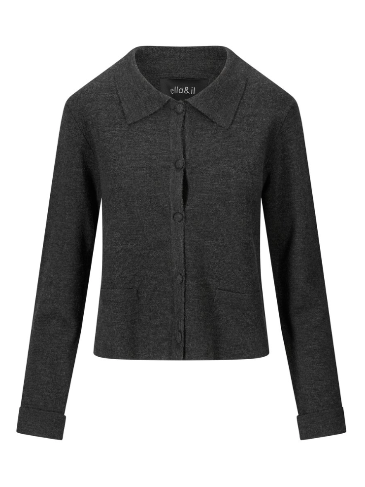 Cardigan - Ulla Merino Jacket Dark Grey Melange