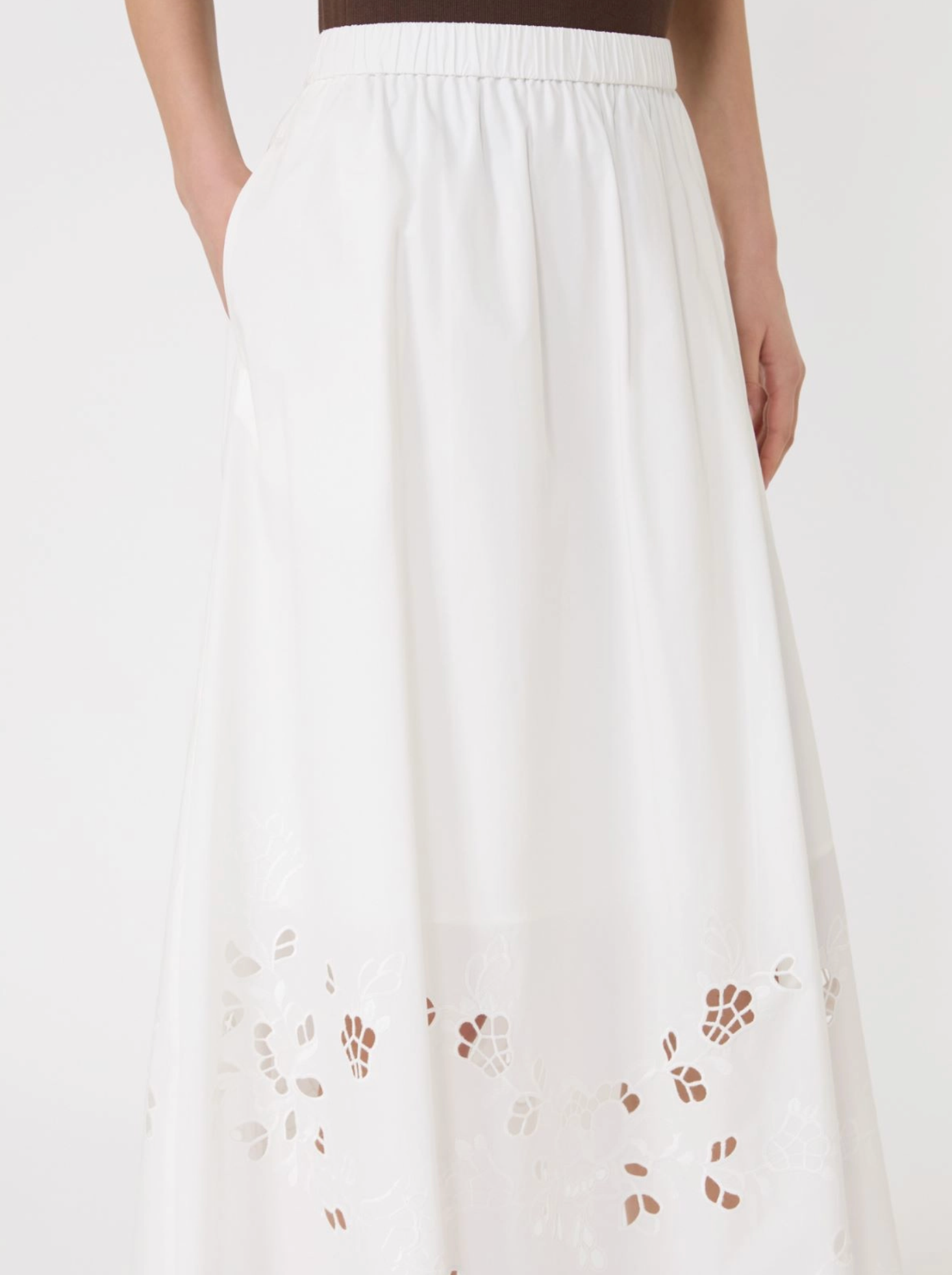 Skjørt - Cotton-poplin midi skirt - WHITE