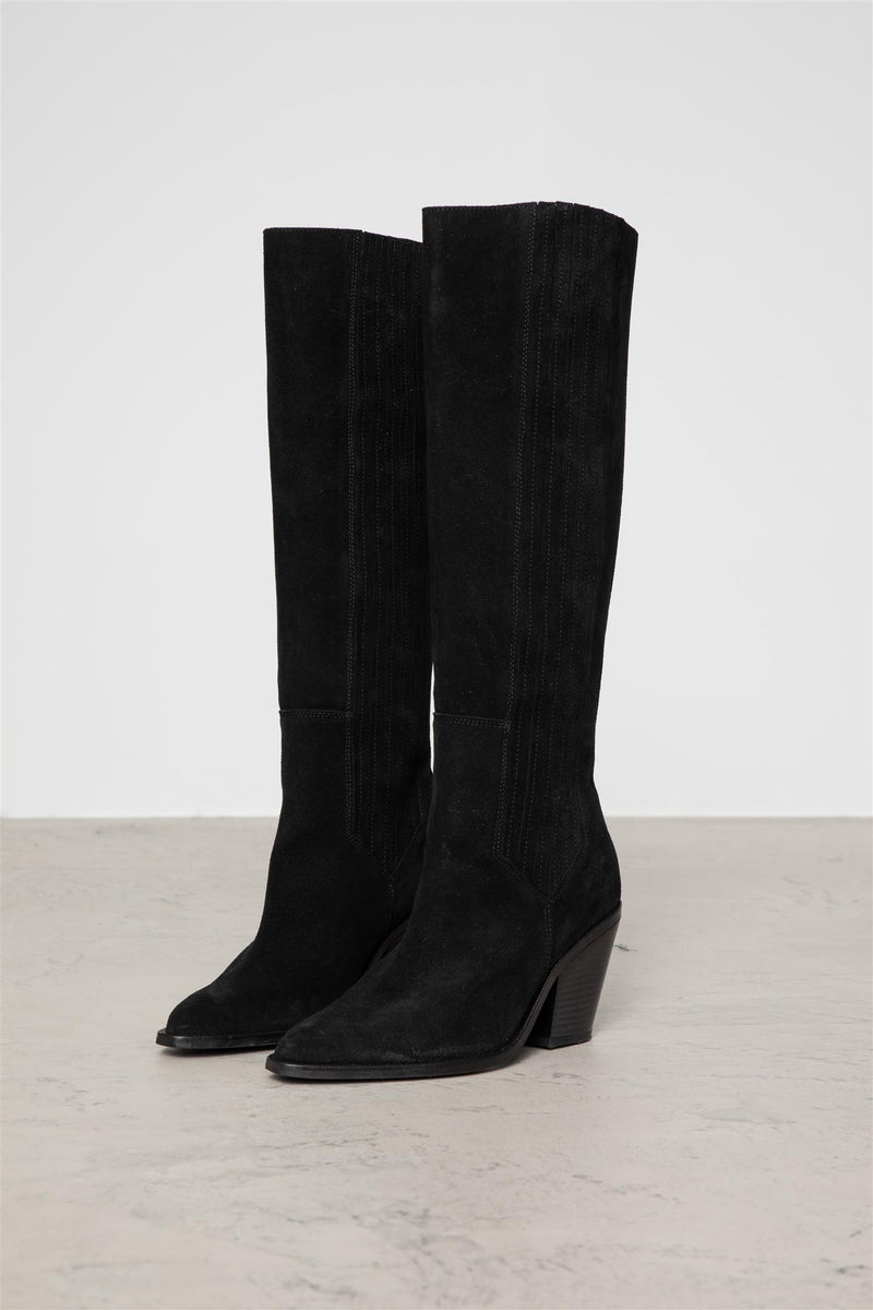 Støvletter - Wilma Knee Boot Black Suede