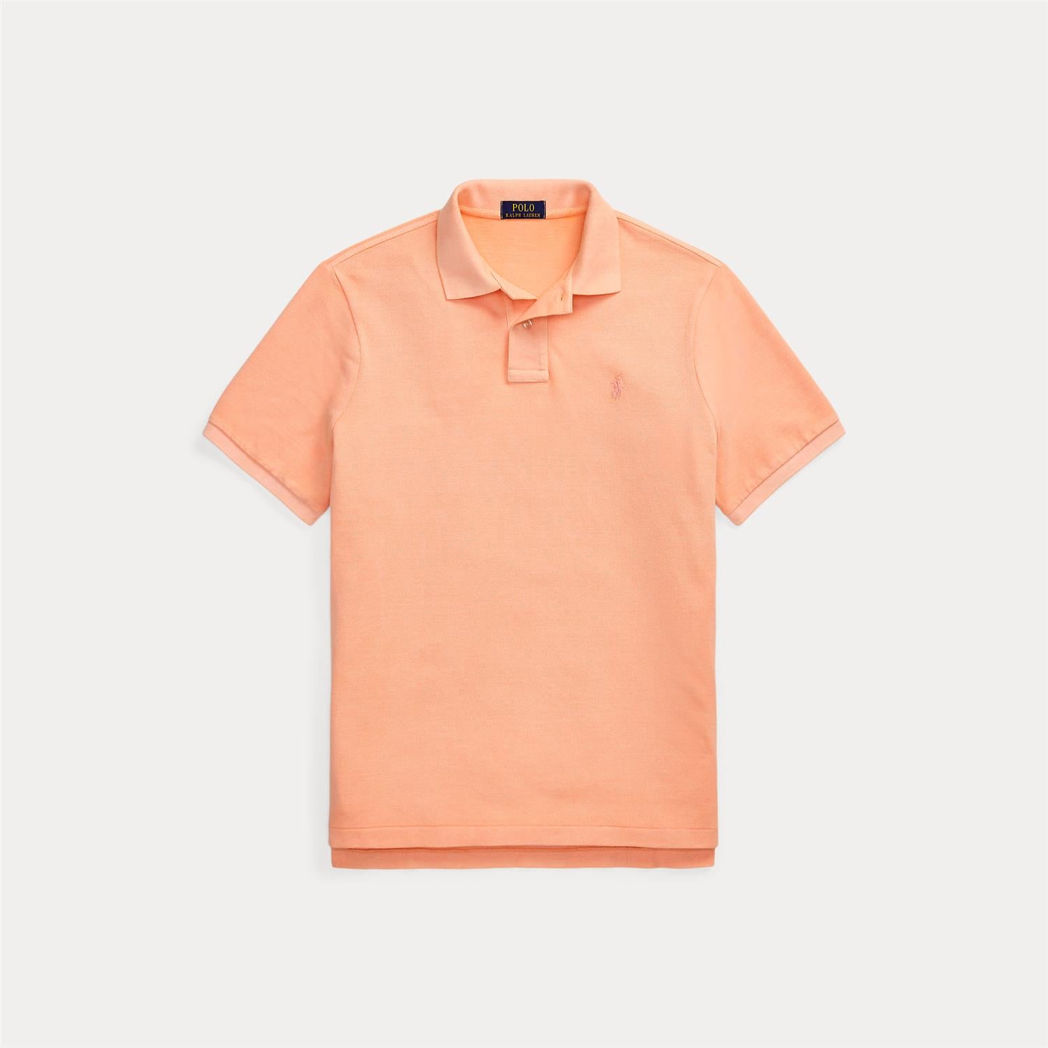 Pique - Custom Slim Fit Mineral-Dyed Mesh Polo Shirt Amber