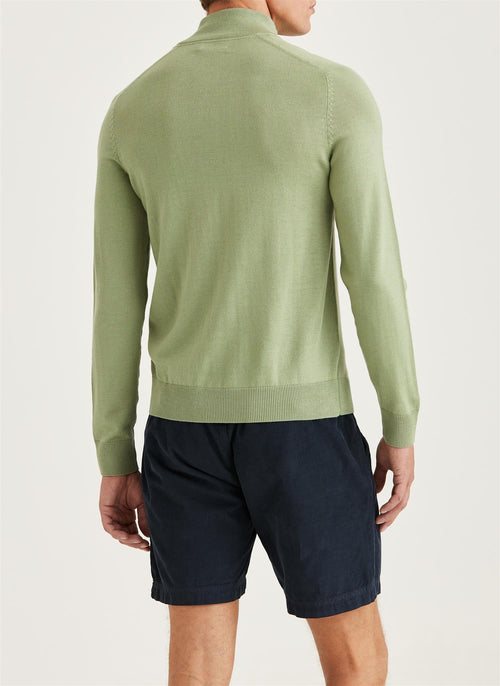 Genser - Merino John Zip Green