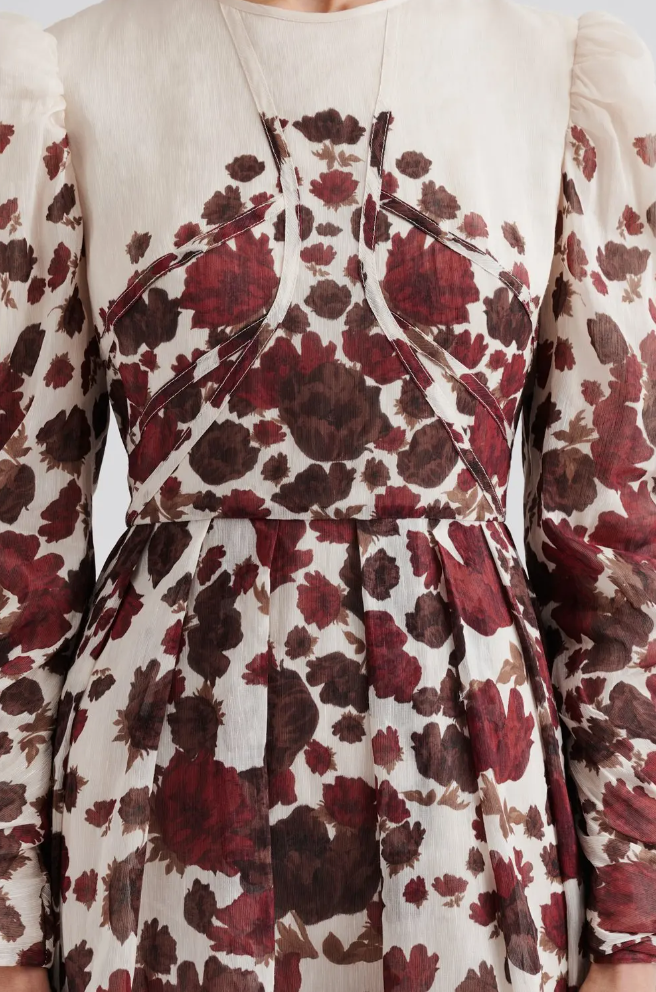 Kjole - Leoni Silk Blend Midi Dress Wine Peony