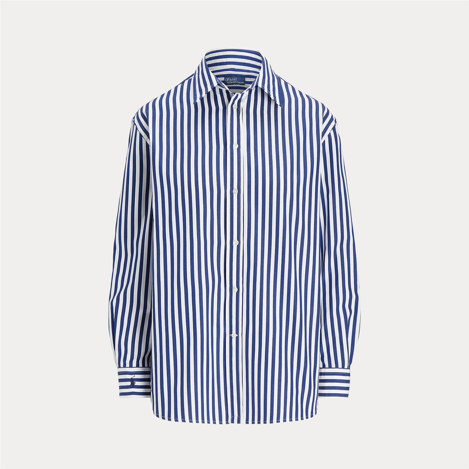Skjorte - Oversize Fit Striped Cotton Shirt Fall Royal