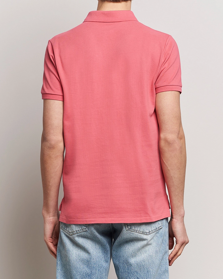 Pique - Custom Slim Fit Mesh Polo Shirt Pale Red
