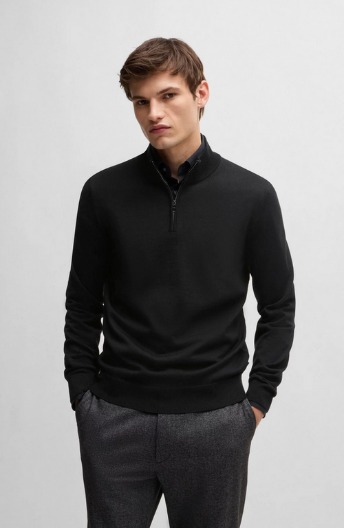 Genser - Ebenji Regular Fit Zip Neck Sweater Black