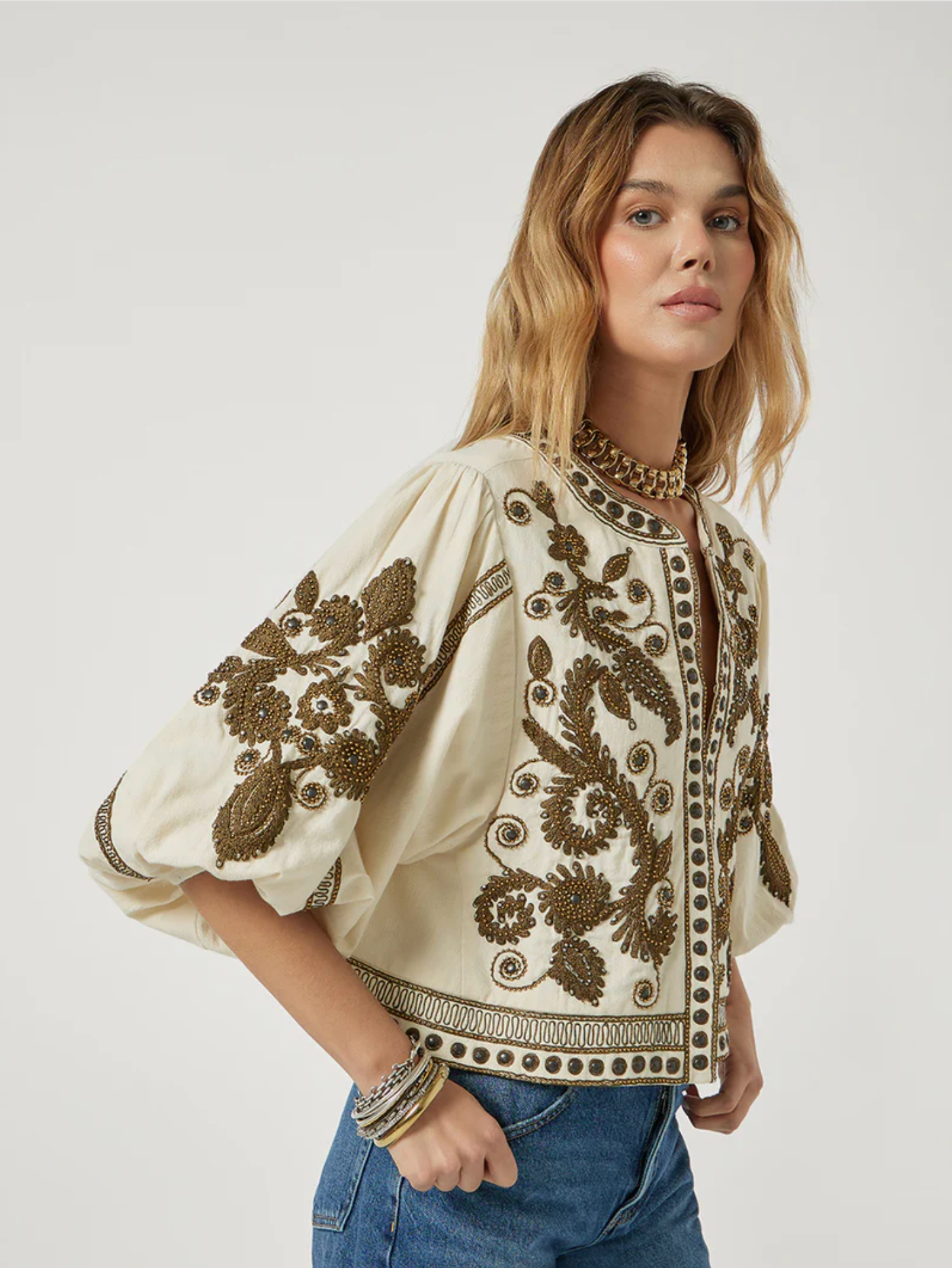 Jakke - Maris Jacket Vanilla With Olive Green