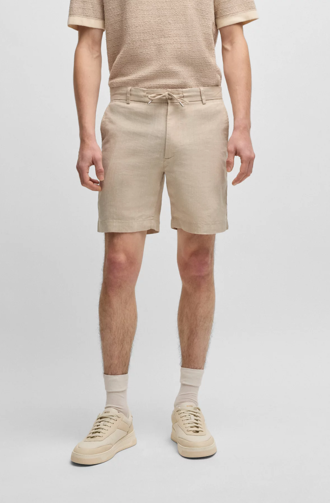 Shorts - Kane Regular-Fit Shorts Linen Blend Drawcord Light Beige