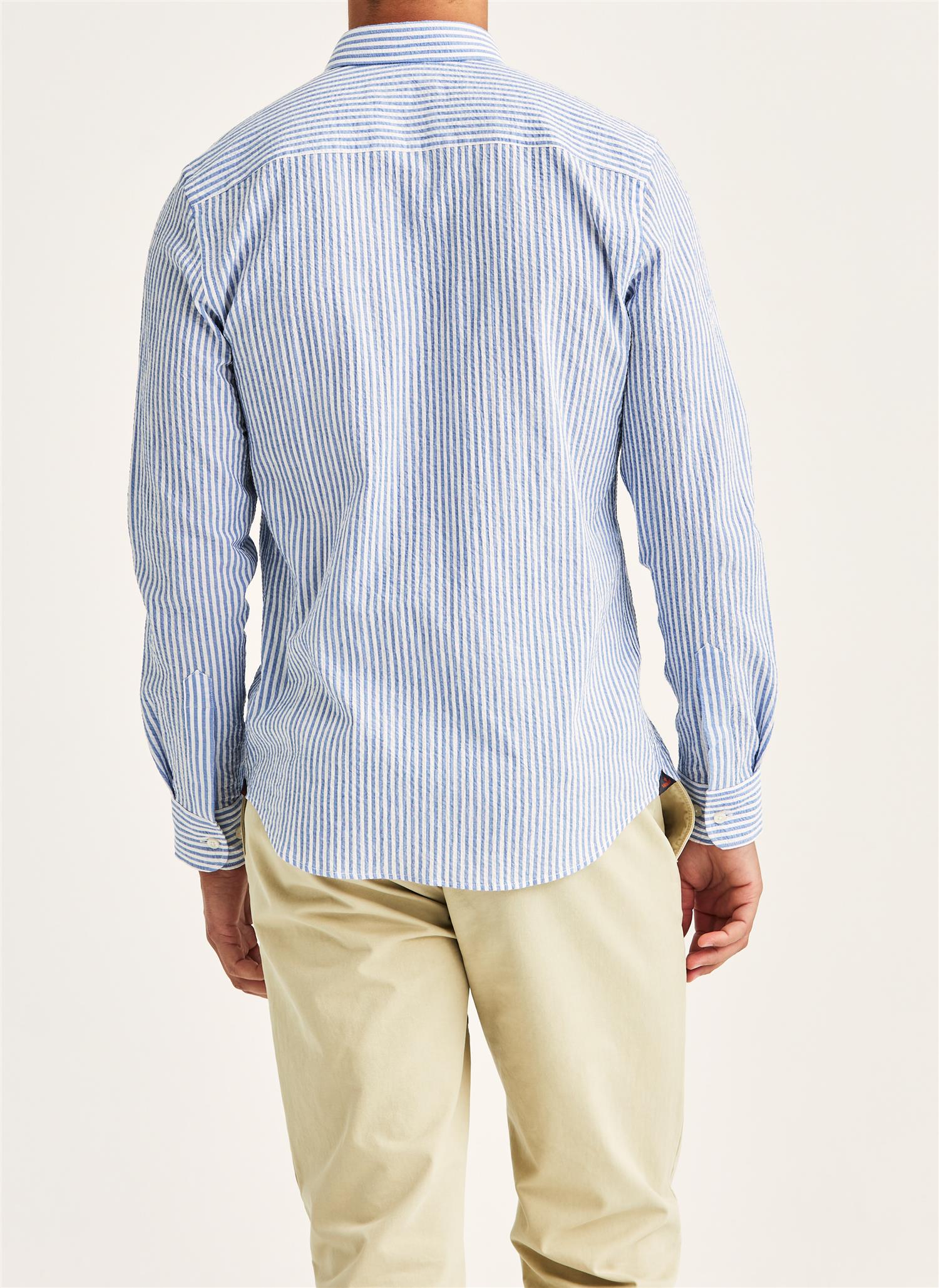 Skjorte - Seersucker Shirt Slim Fit Light Blue