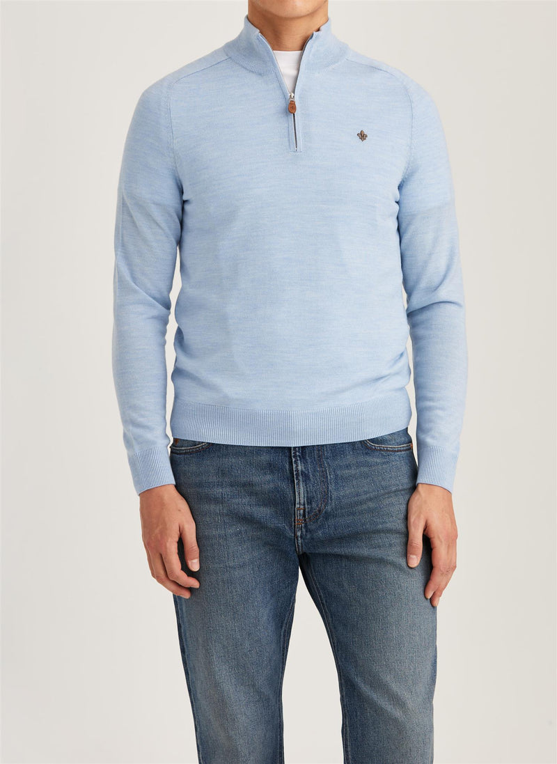 Genser - Merino John Zip Light Blue