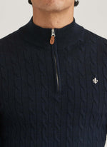 Genser - Merino Cable John Zip Navy