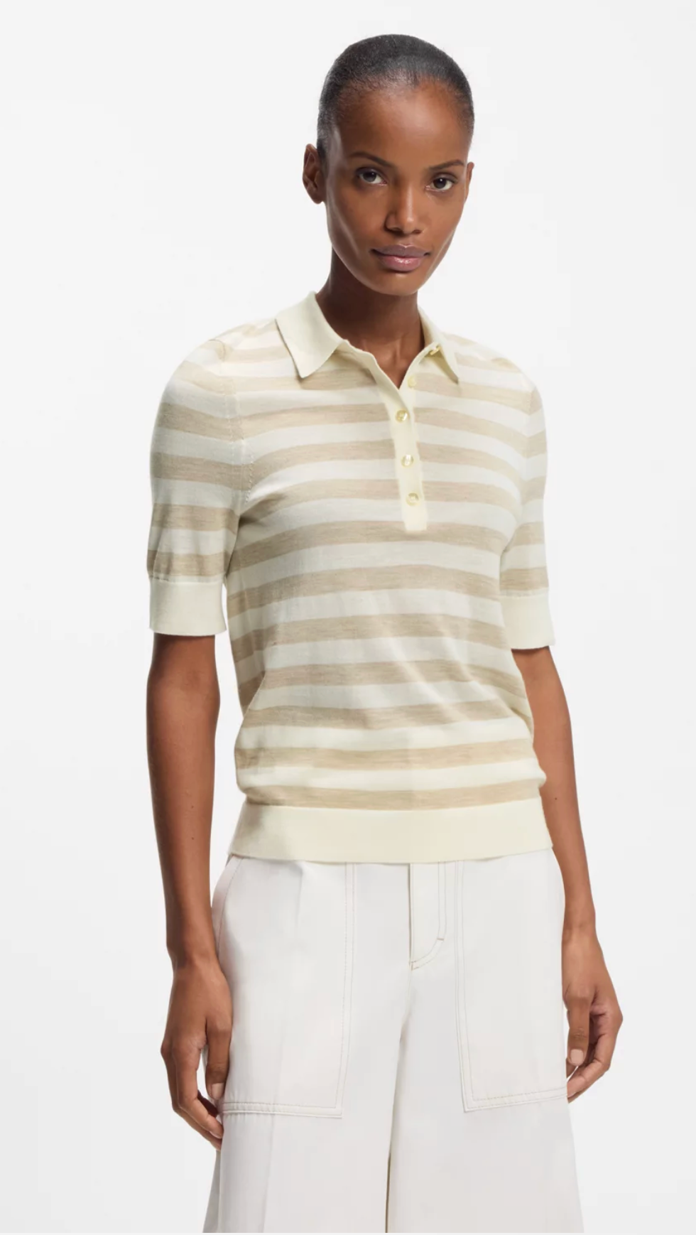 Topp - Short-sleeved sweater in merino wool with polo collar
