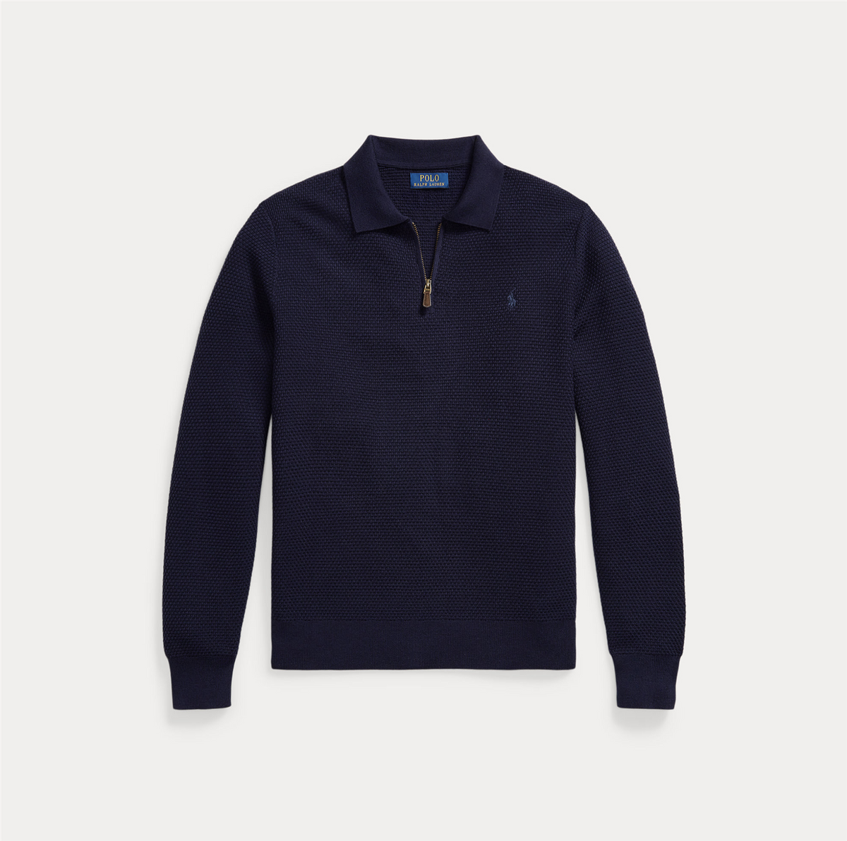 Genser - Washable Wool Polo Collar Sweater Hunter Navy