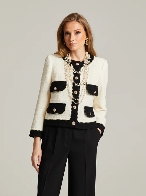Blazer - Ragni Boucle Blazer Chalk White & Black