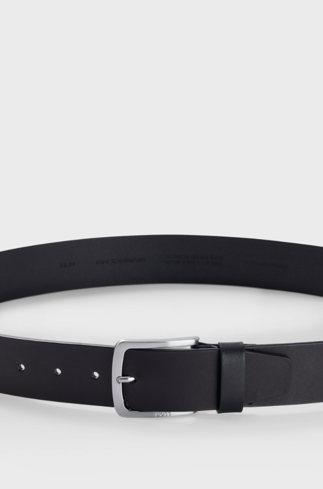 Belte - Italian-Leather Belt Logo-Engraved Buckle Black