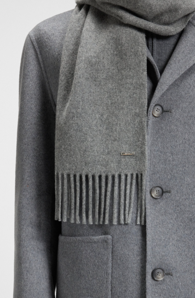 Skjerf - Cashmere Scarf With Twisted Fringes Medium Grey