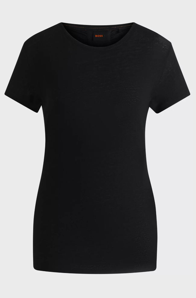 T-skjorte - Scoop neck Linen T shirt Open Beige